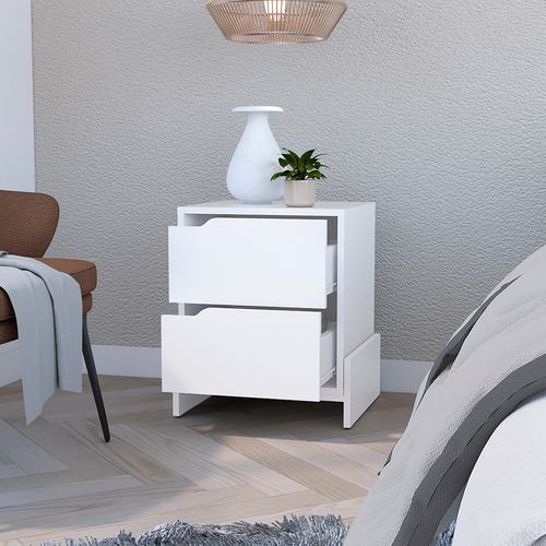 Nightstand Brookland, Bedside Table with Double Drawers