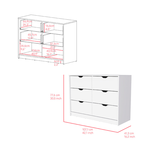 Bennett 2 Piece Bedroom Set, Nightstand + Dressera, White Finish