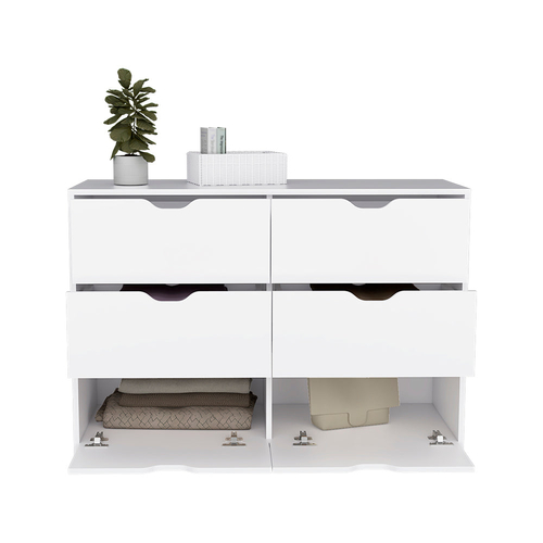 Bennett 2 Piece Bedroom Set, Nightstand + Dressera, White Finish