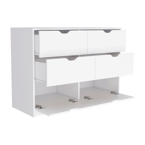 Bennett 2 Piece Bedroom Set, Nightstand + Dressera, White Finish