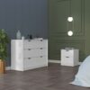 Bennett 2 Piece Bedroom Set, Nightstand + Dressera, White Finish