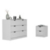 Bennett 2 Piece Bedroom Set, Nightstand + Dressera, White Finish