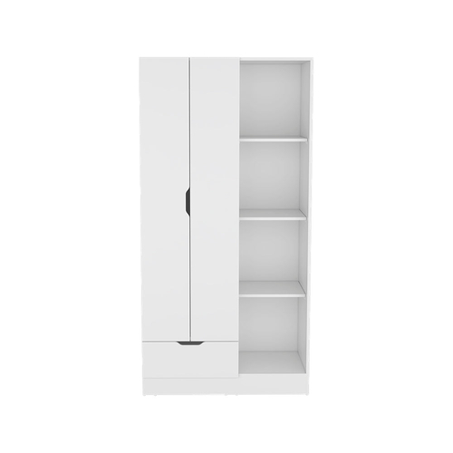 White Dover Armoire with Four Shelves and Drawer