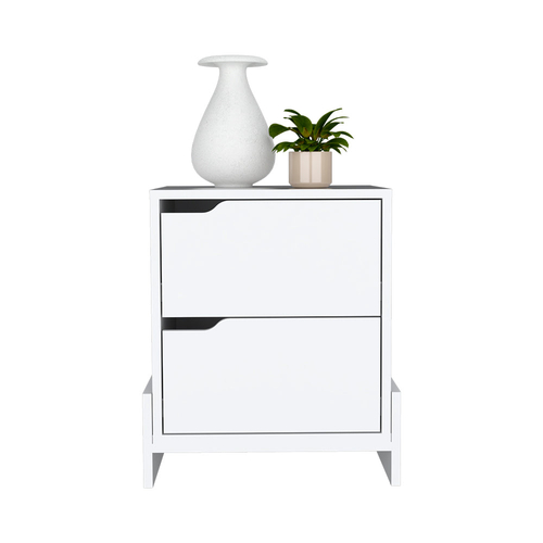 Nightstand Brookland, Bedside Table with Double Drawers