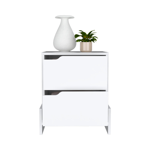 Nightstand Brookland, Bedside Table with Double Drawers