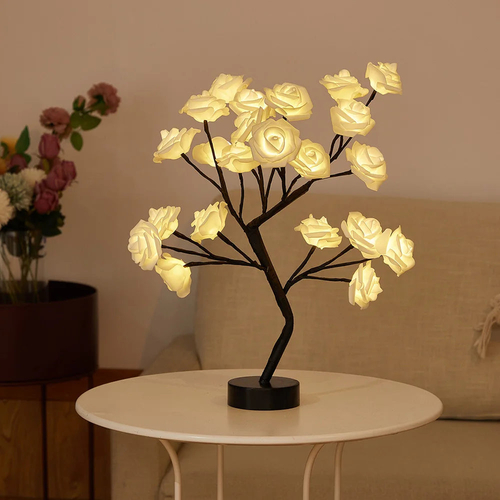 LED Rose Flower Table Lamp with USB/Battery Options