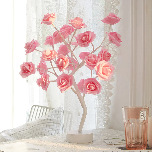 LED Rose Flower Table Lamp with USB/Battery Options