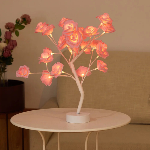 LED Rose Flower Table Lamp with USB/Battery Options