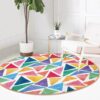 Colorful Kids Playroom Round Rug – Washable & Soft