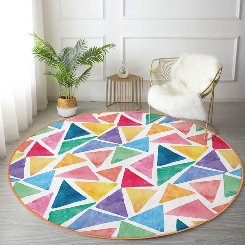 Colorful Kids Playroom Round Rug – Washable & Soft