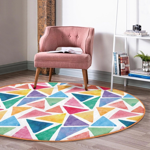 Colorful Kids Playroom Round Rug – Washable & Soft