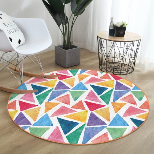 Colorful Kids Playroom Round Rug – Washable & Soft