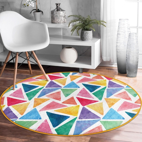 Colorful Kids Playroom Round Rug – Washable & Soft