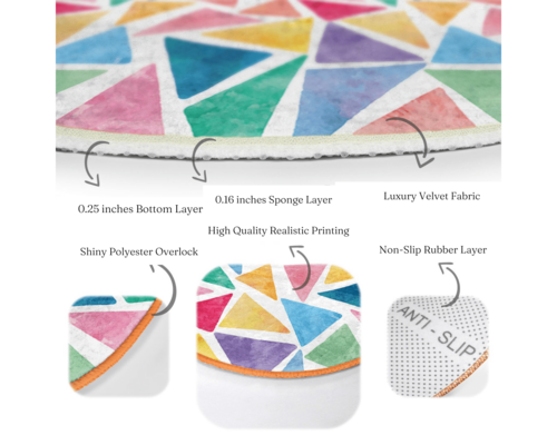 Colorful Kids Playroom Round Rug – Washable & Soft
