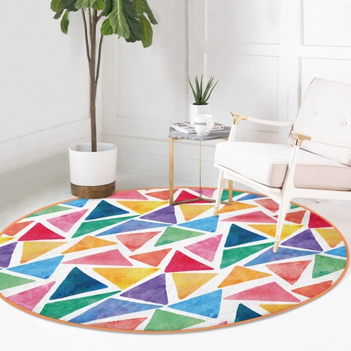 Colorful Kids Playroom Round Rug – Washable & Soft