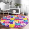 Cats Pattern Washable Round Rug for Home Decor