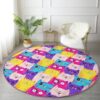 Cats Pattern Washable Round Rug for Home Decor