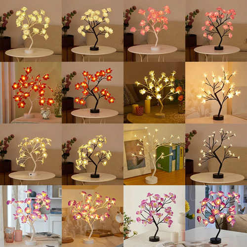LED Rose Flower Table Lamp with USB/Battery Options
