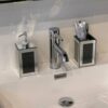 Black Crushed Glass Soap Dispenser and Toothbrush Holder Set