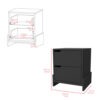 Nightstand Brookland, Bedside Table with Double Drawers