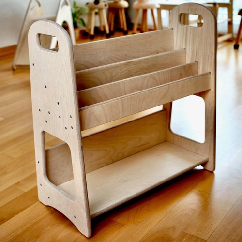 Large Wooden Montessori Bookshelf for Kids