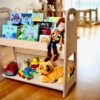 Large Wooden Montessori Bookshelf for Kids