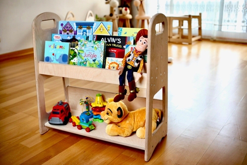 Large Wooden Montessori Bookshelf for Kids