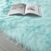 Cozy Ultra Soft Fluffy Faux Fur Turquoise Area Rug