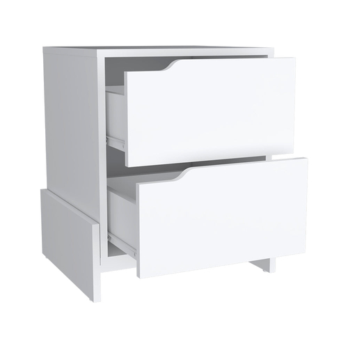 Nightstand Brookland, Bedside Table with Double Drawers