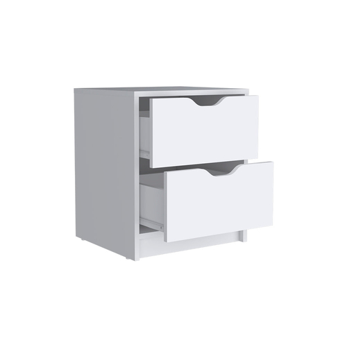 Bennett 2 Piece Bedroom Set, Nightstand + Dressera, White Finish