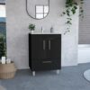 Modern Black Bathroom Vanity with Double Doors and Drawer