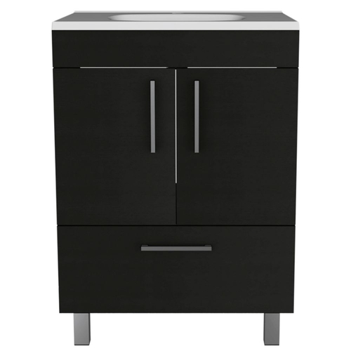 Modern Black Bathroom Vanity with Double Doors and Drawer