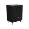 Modern Black Bathroom Vanity with Double Doors and Drawer