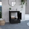 Modern Black Bathroom Vanity with Double Doors and Drawer