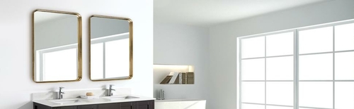 Elegant Gold Bathroom Hanging Mirror, 22"x30”
