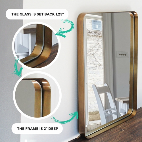 Elegant Gold Bathroom Hanging Mirror, 22"x30”