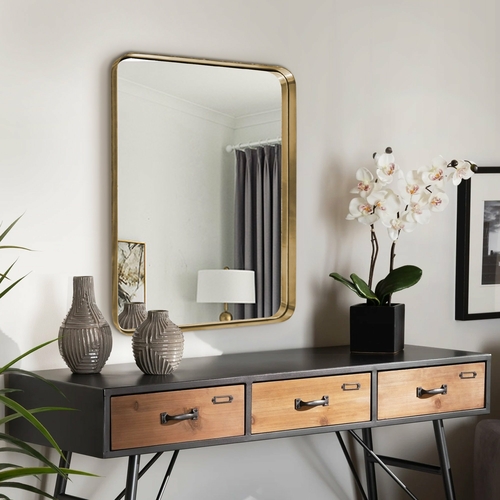 Elegant Gold Bathroom Hanging Mirror, 22"x30”