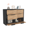 4 Drawer Double Dresser Maryland, Metal Handle, Black Wengue / Pine