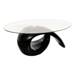 Modern Glass Top Coffee Table with Storage, High Gloss Black