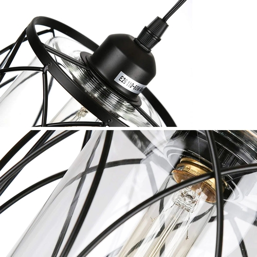 Nordic Minimalist Pendant Lamp - Rustic Industrial Black Cage