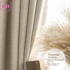 New Beige Cream Cotton Linen Thickened Curtains for Living Room