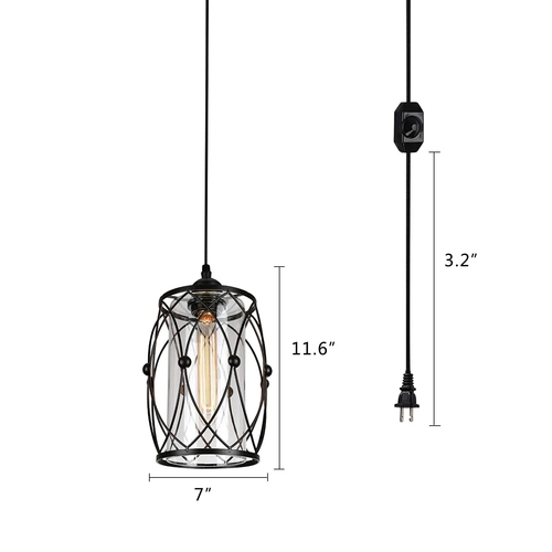 Nordic Minimalist Pendant Lamp - Rustic Industrial Black Cage
