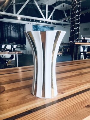 Gold Stripe Retro Style Porcelain Vase - Art Deco Inspired