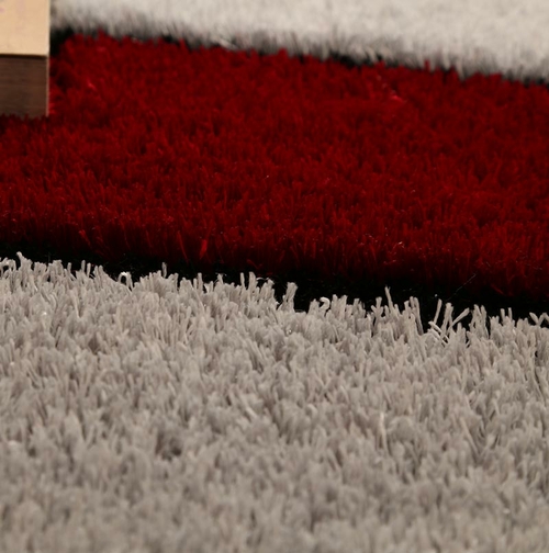 Aria Red & Gray Soft Pile Shaggy Area Rug