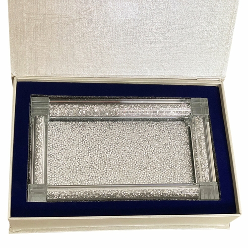 Silver Crushed Diamond Soap Dispenser and Toothbrush Holder with Tray