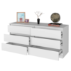 6 Drawer Double Dresser Tronx, White Finish, Spacious Storage