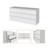 6 Drawer Double Dresser Tronx, White Finish, Spacious Storage
