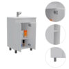 Modern White Vanity Cabinet with Double Doors and Open Shelves