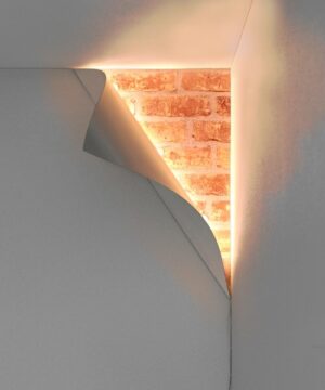 18"H Big Reveal LED Corner Light with Curved Metal Design