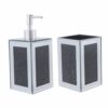 Black Crushed Glass Soap Dispenser and Toothbrush Holder Set